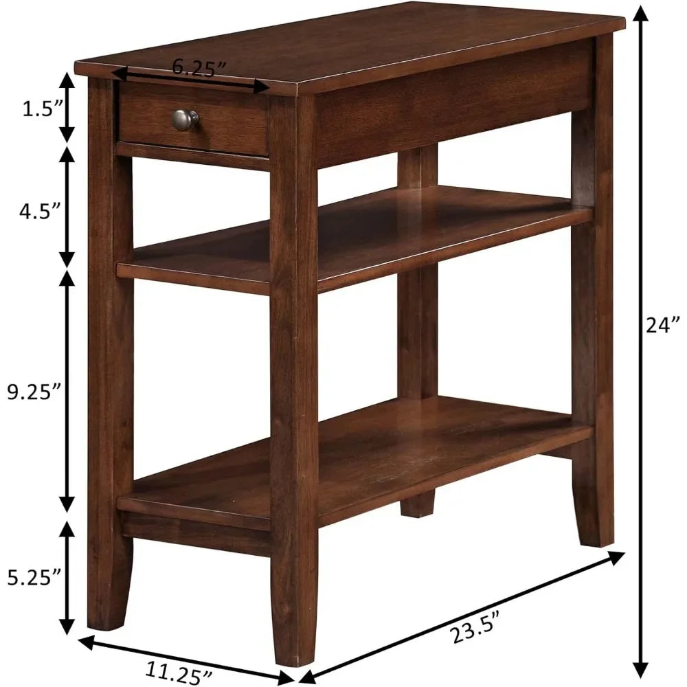 Customizable-American Heritage Chairside End Table With Drawer 23.5" - Classic Living Room Table With Storage Shelf, Bedroom Night Stand