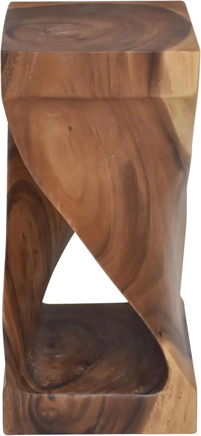 Furniture Solona Solid Wood Side Table, Acacia Whimsical Carved Design, Finish, Functional and Visually Alluring