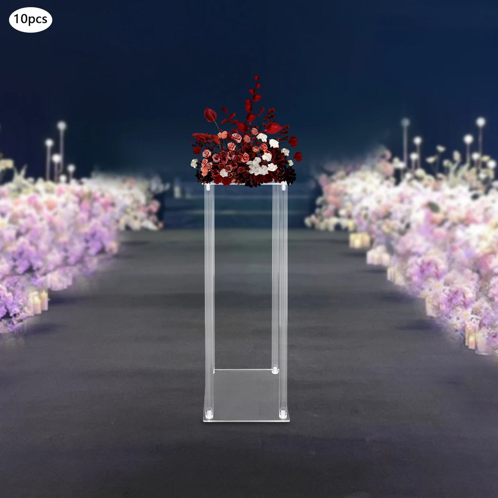 10PCS Acrylic Flower Stand 7.87x7.87x23.62in Clear Wedding Flower Display Rack 6.6lbs Capacity/ Decoration Stand for Party Centerpiece