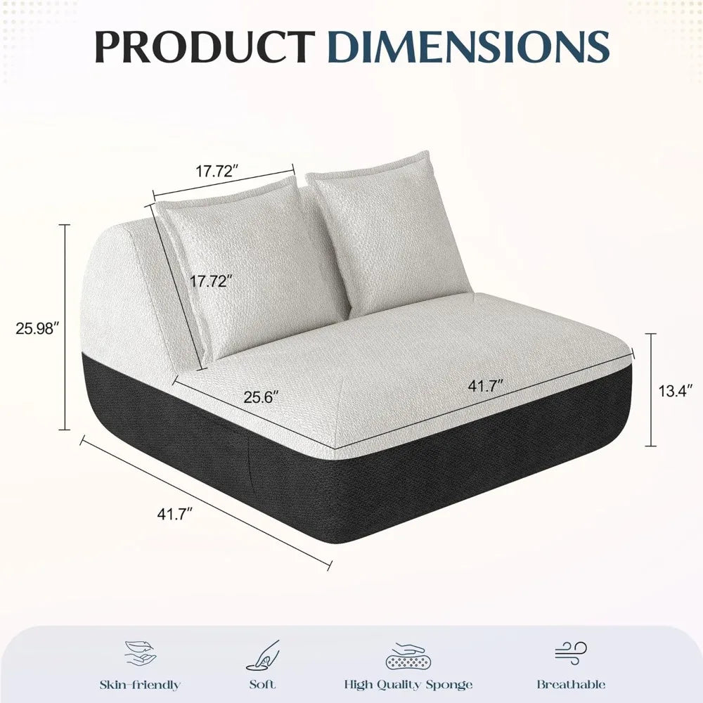 Small Sofa Couch Lounge Sofa Chair for Living Room, Comfy Memory Foam Couch, Mini Sofa with Side Pocket for Living Room