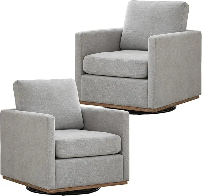 Swivel Accent Chair Set of 2, 360 Degree Square Swivel Barrel Chair for Living Room/Bedroom
