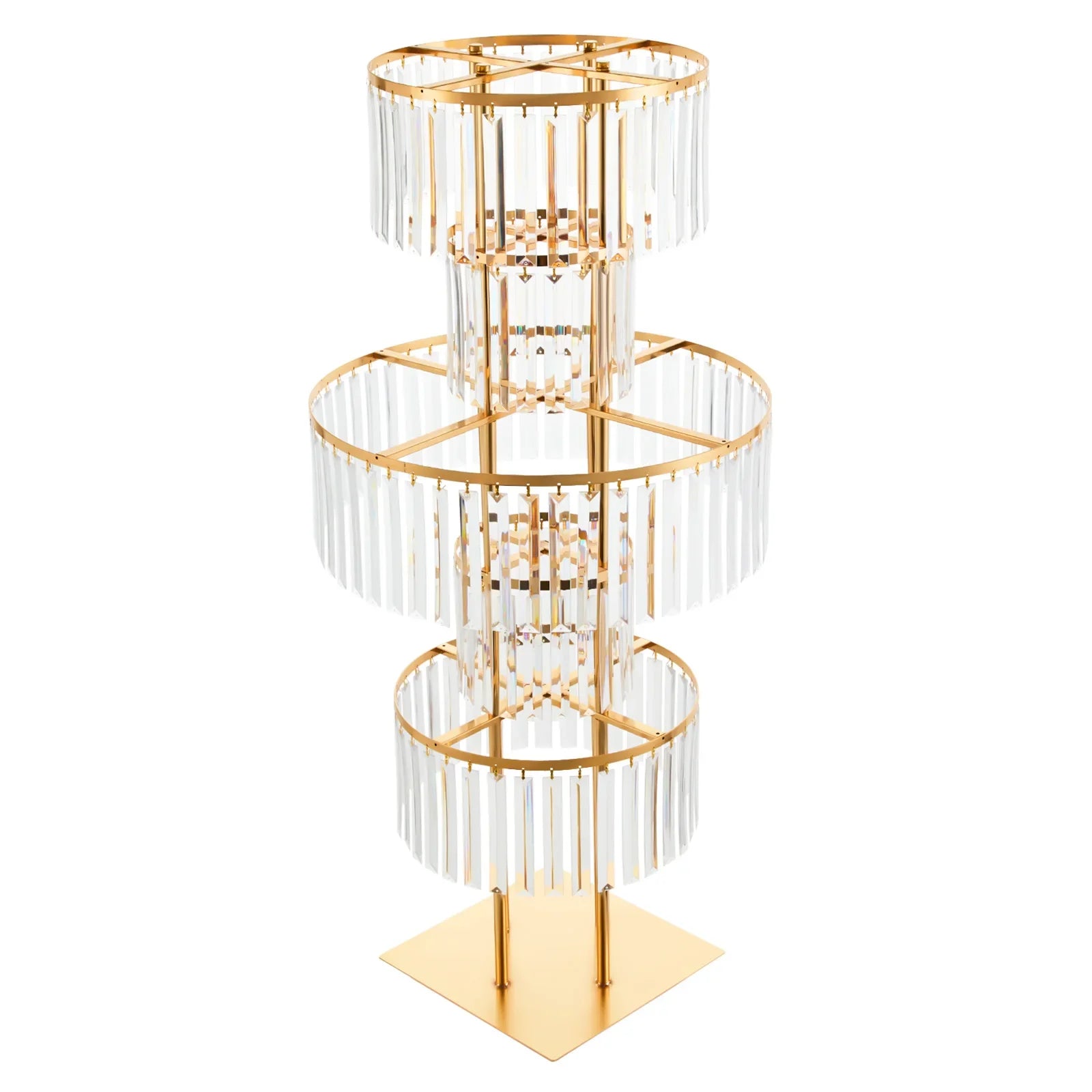 5 Tiers Iron Wedding Flower Stand/Acrylic Crystal Table/ Floor Centerpiece/ Decor Free Standing Floral Vase /Rack Gold, for Party/ Hotel Banquet