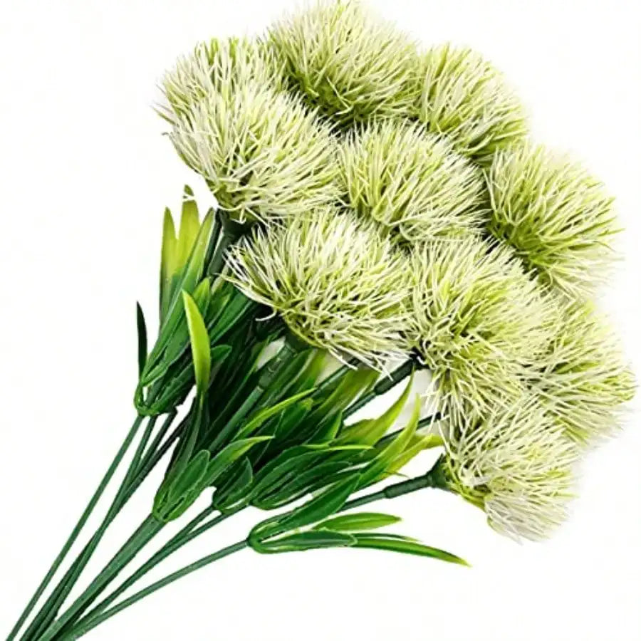8434-Fake Dandelion Flowers/ White 10 Pcs, Artificial Plants Plastic Shrubs/ Bushes Decor Faux Stems Outdoor/ Indoor Home Garden Party Wedding DIY Planting Filler Decoration