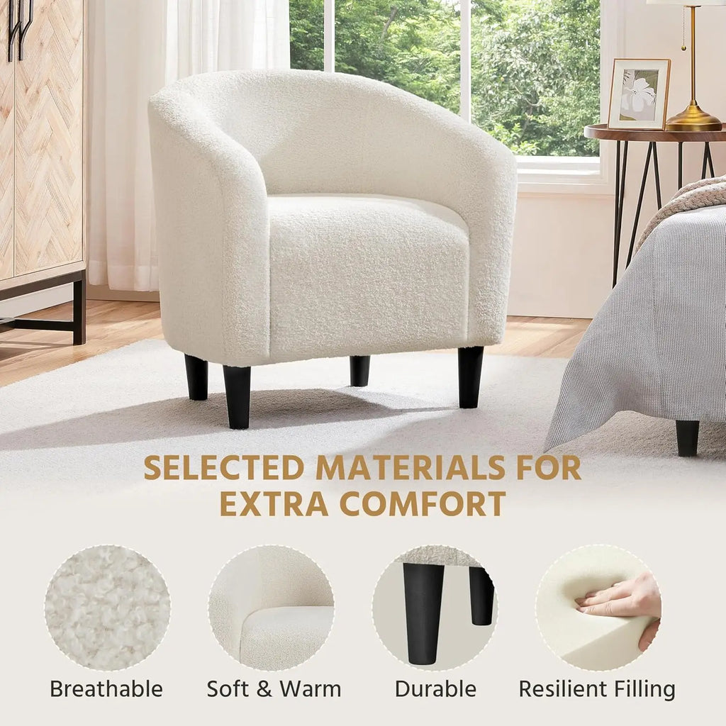 Barrel Chairs, Furry Accent Chairs, Sherpa Chairs with Soft Padded Armrest, Fuzzy Club Chairs for Living Room, Bedroom, Waiting Room