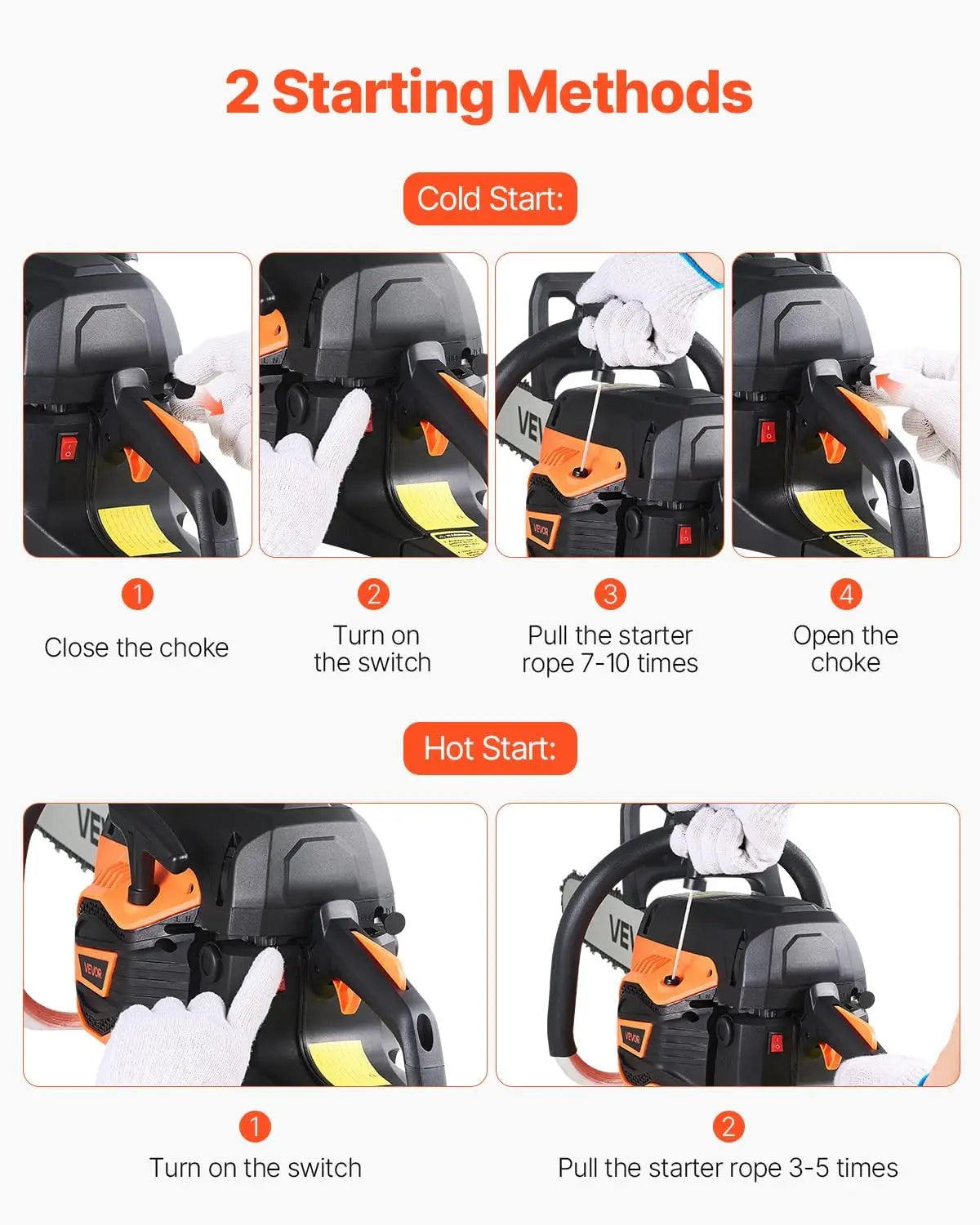 20inch 62CC Gas Powered Chainsaw, 3.8 HP 2 Stroke Engine Gas Power Chainsaw with Non-Slip Handle, Gas Chainsaw