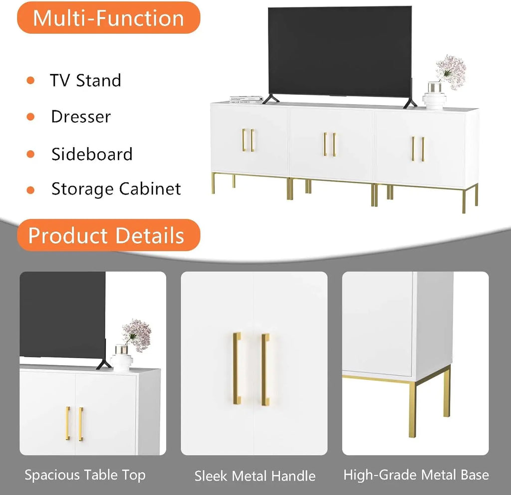 NEW TV Stand for 85 Inch TV, Wood Entertainment Center with Storage Cabinet, TV Cabinet Black, Long Console Table