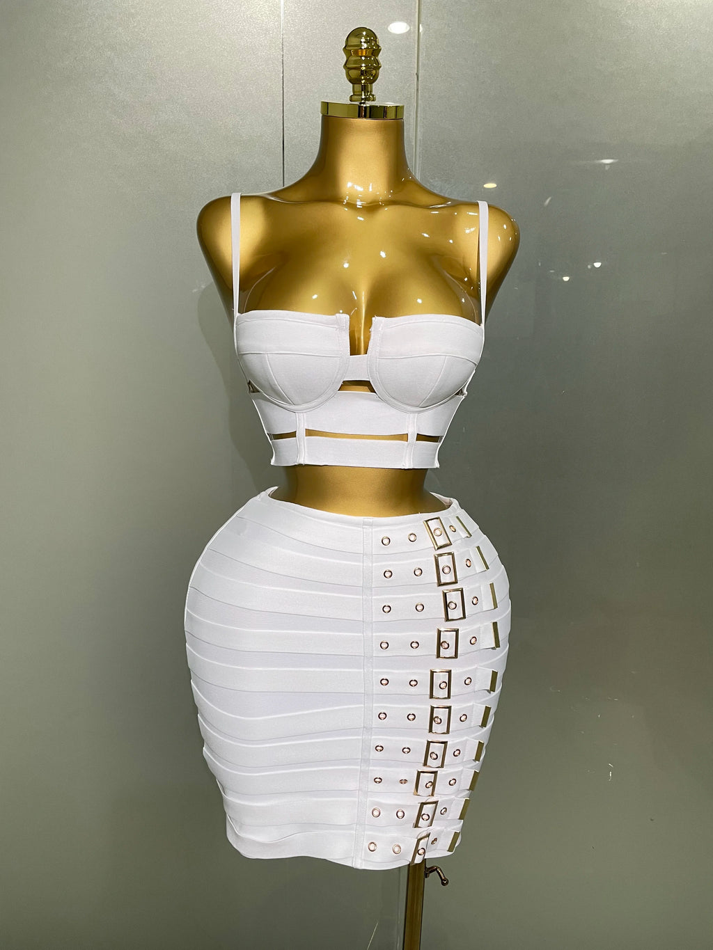 2025 New Arrival High Quality Women Sexy Bandage Tops Fashion Pencil Skirts Set/ Nightclub Party Celebrate Women's Set