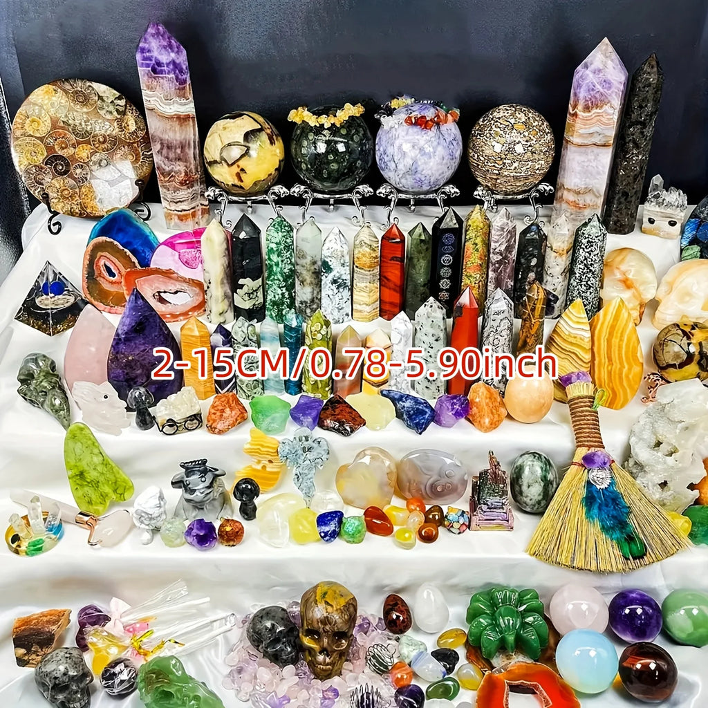 Open Your Own Unique Crystals! 4lb-6lb Crystal Gift Box-Mixed With Raw Stone, Tower, Sphere, Carving , Bracelet Ring, Home Decoration