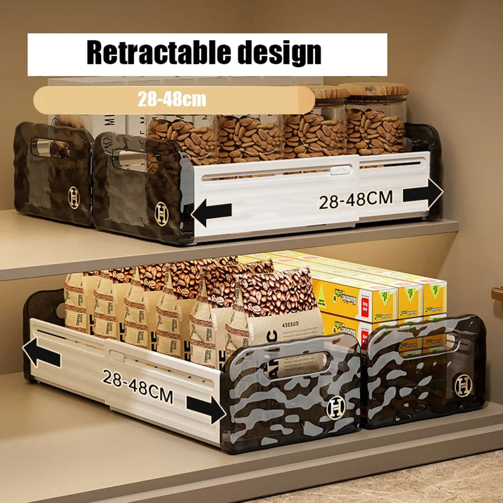 Kitchen Organizing Storage Box/ Simple Cabinet Retractable Storage Box/ Water Corrugated Drawer/ Desktop Snacks /Grocery Storage Box