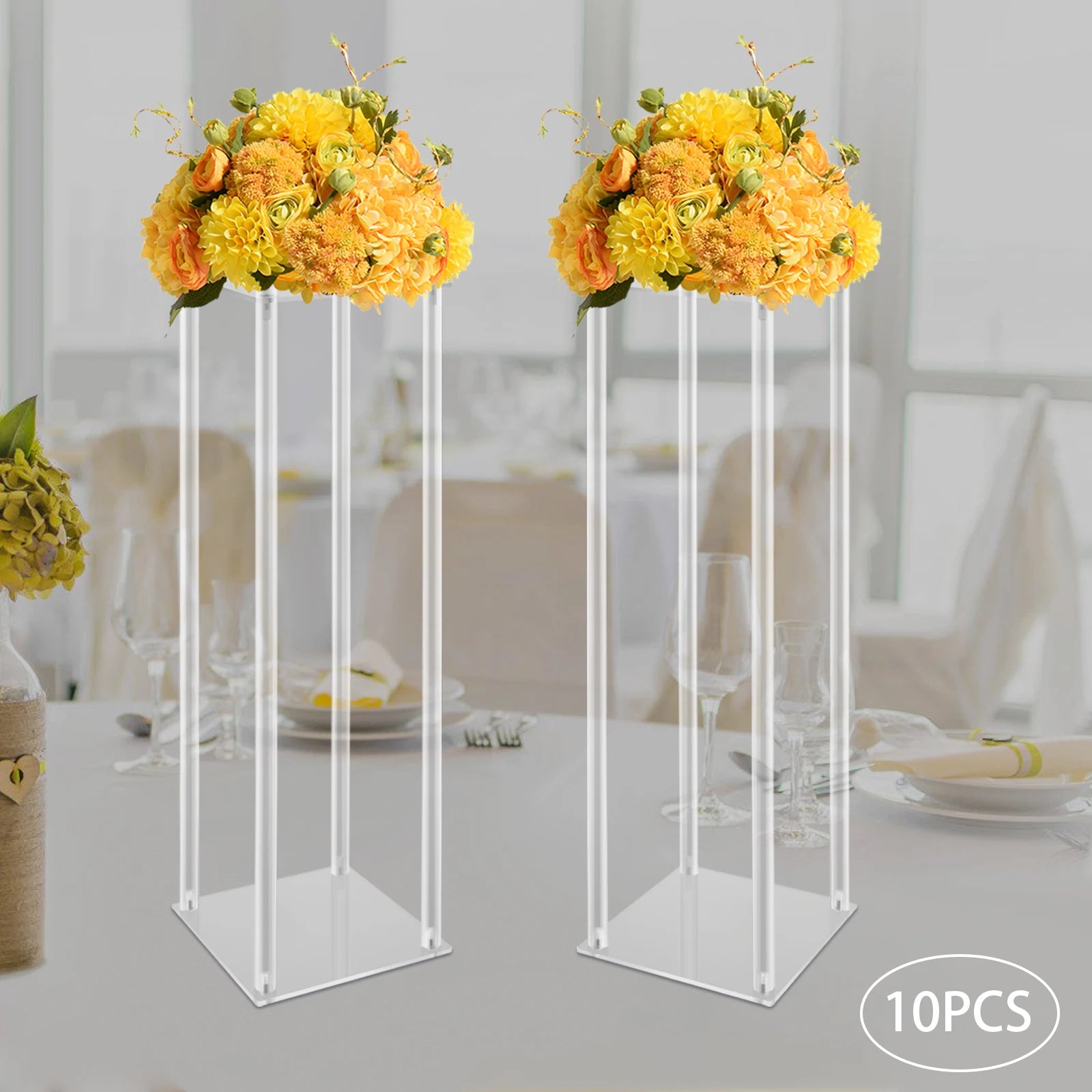 Acrylic Vase Wedding Centrepieces, 10 Pcs Clear Column Flower Display Stand, Geometric Display Stand for Home Decor