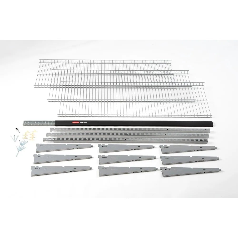 Rubbermaid FastTrack Wall Storage System: 48x16 3-Tier Kit, Supports 350 LBS per Shelf, Ideal for Home, Garage, Shed, or Workshop