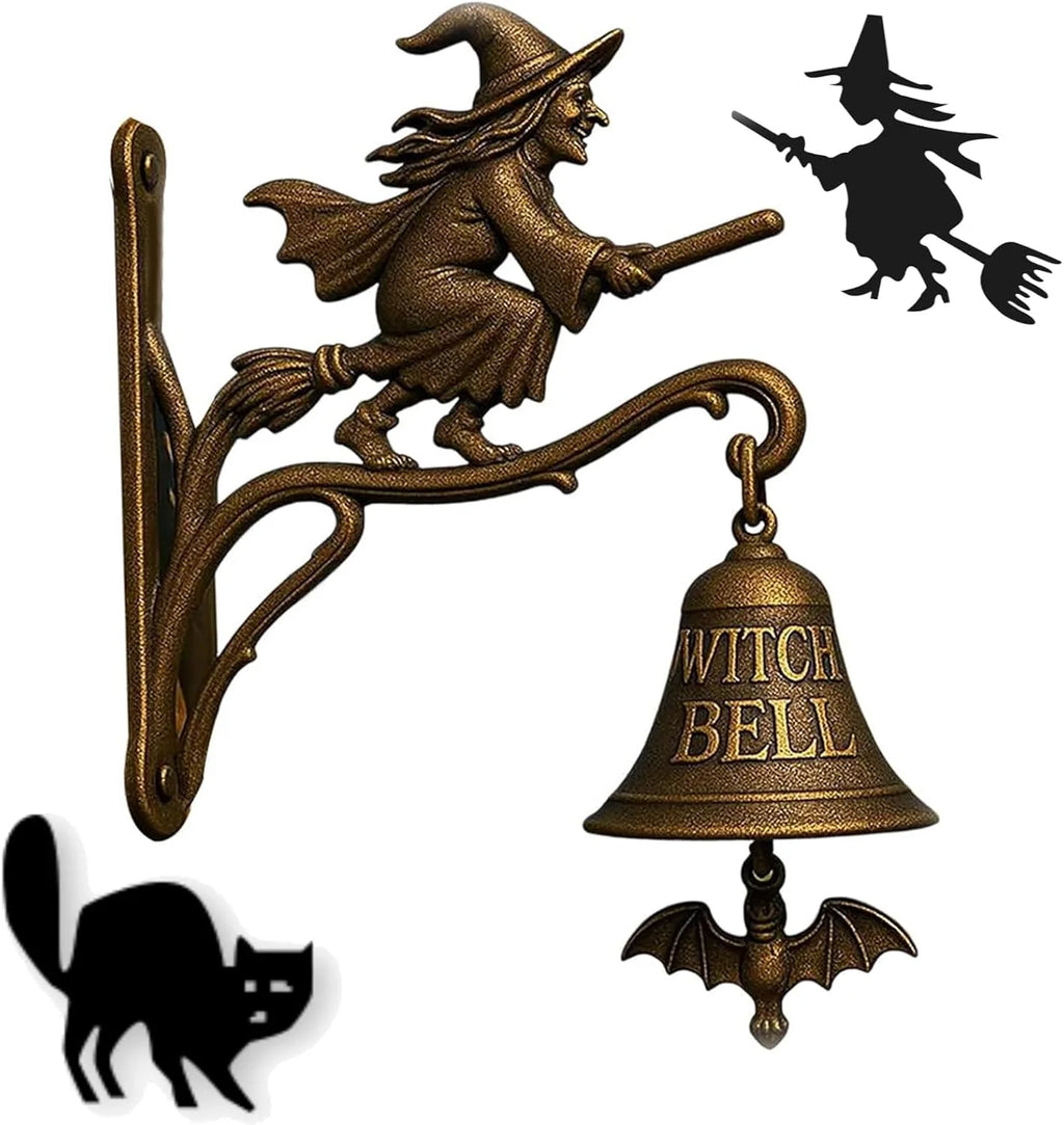 Halloween Retro Witch Doorbell/ Metal Wrought Iron Gothic Witch Decorative Doorbell/ Outdoor /Garden/ Front Door Hanging Decorations