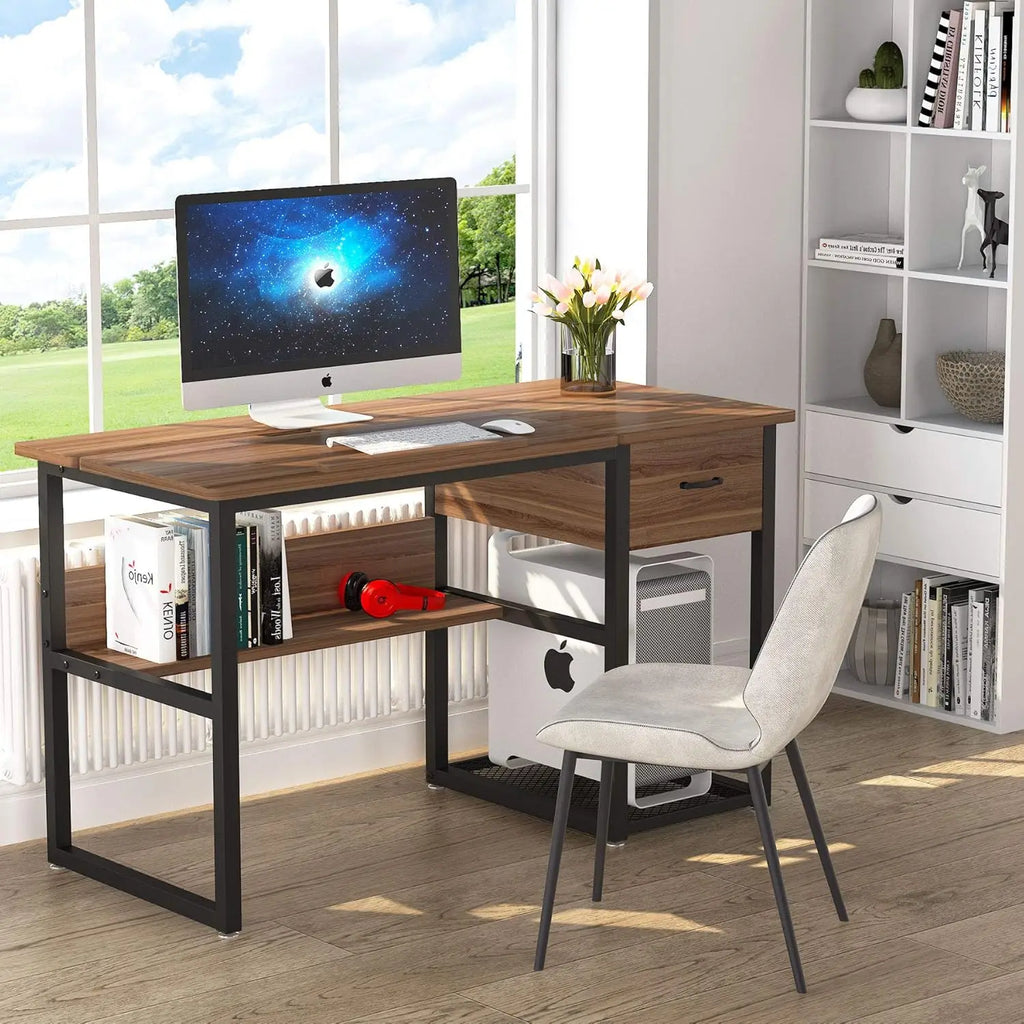 Drafting Table with Storage Drawers, Drawing, Computer Desk, Artist Craft Table, Painting, Workstation with Shelves & Tiltable