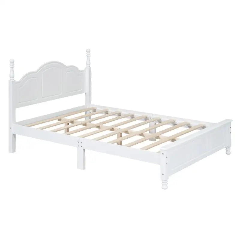 Full Size Wooden Platform Bed , White 3-Piece Bedroom Set