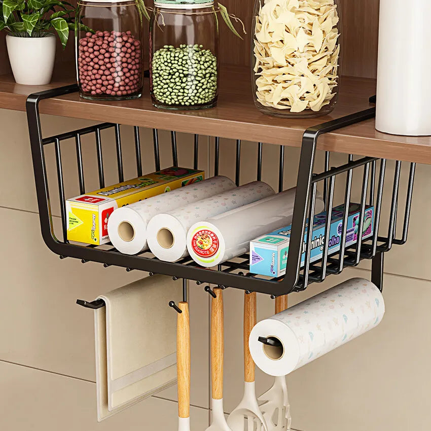 Kitchen Under Cabinet Basket Storage Shelf/ Tissue Cup Holder /Closet Desk Hanging Rack /Hollowed Pullout Drawer/ Sliding Basket