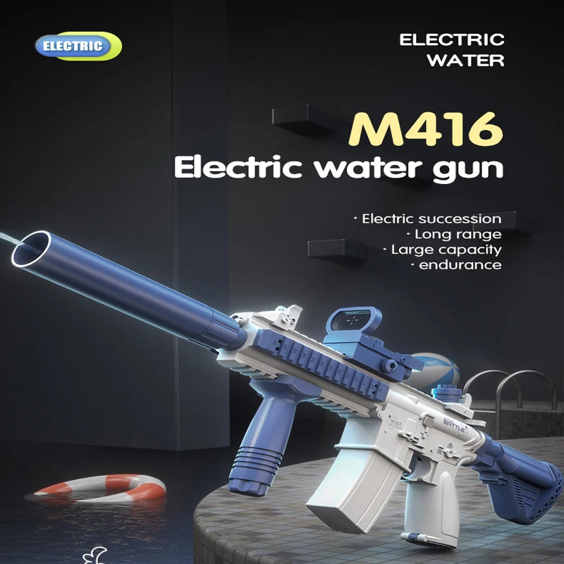 M416 Electric Water Gun Pistol 10M Long Range Portable Guns/Children/ Pool Beach Outdoor Fight Shooting Toys for Kid Games
