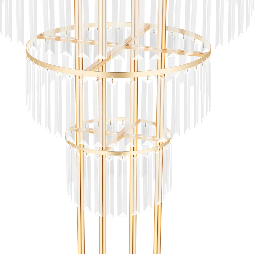 3 Tiers Crystal Wedding Flower Stand 50*90cm,Centerpieces Vases with Clear Crystal Pendants,for Wedding Events/Birthday Party/ Home Decor