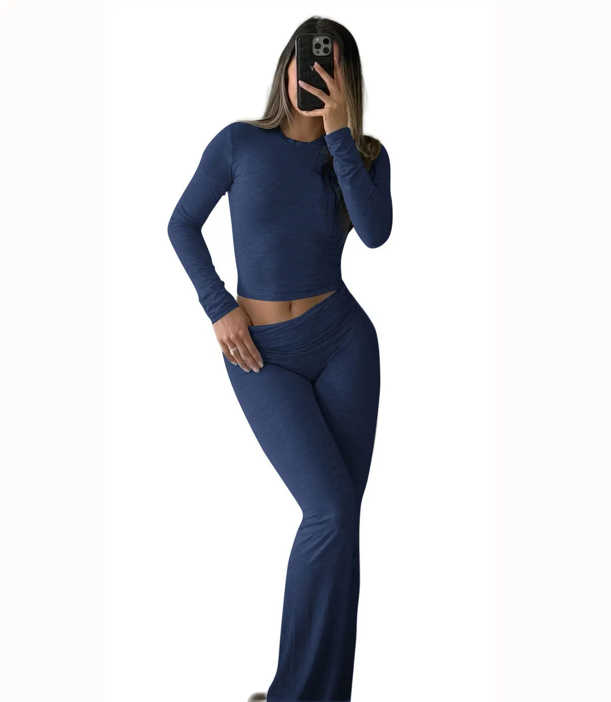 Women's Yoga Two-Piece Set, Long-Sleeve, Wide-Leg Activewear Set/ Casual Home Yoga Set