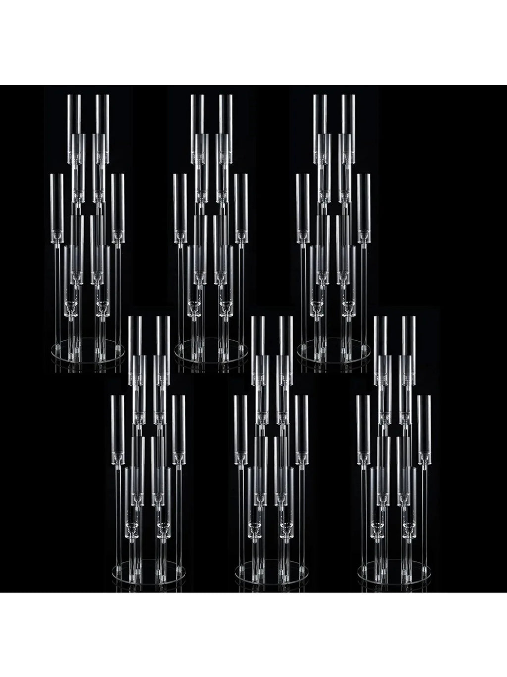 6PCS Clear Acrylic 10-Arm Candelabra Table Candle Stand, Wedding Baby Shower Party/ Table Centerpieces /Decor Candle Holders