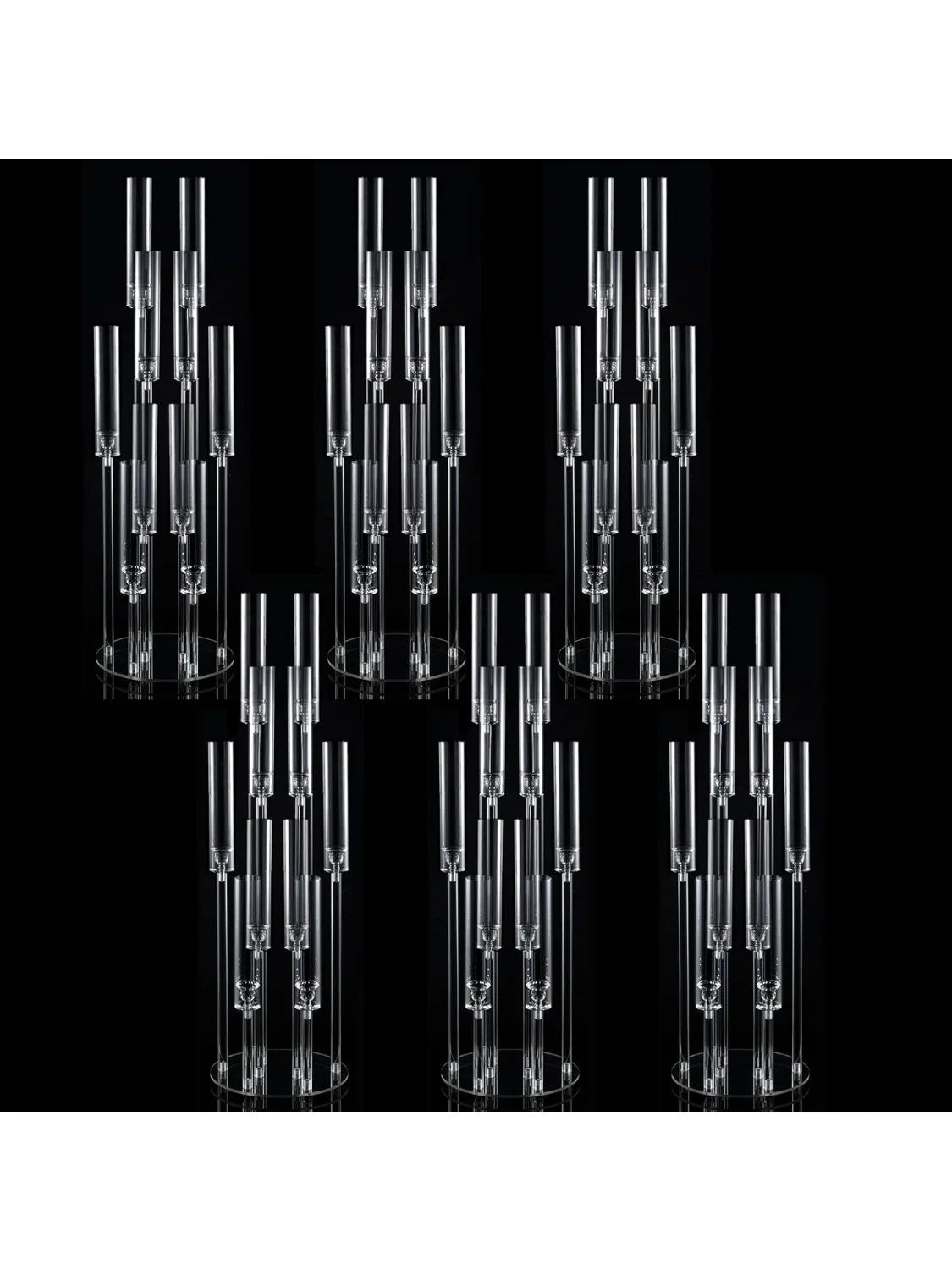 6PCS Clear Acrylic 10-Arm Candelabra Table Candle Stand, Wedding Baby Shower Party/ Table Centerpieces /Decor Candle Holders