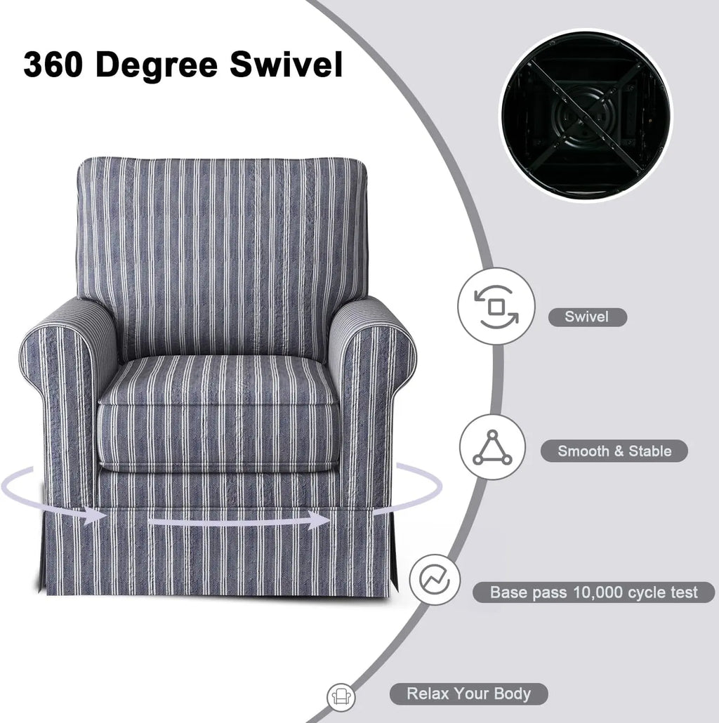 Modern Linen Swivel Chair, Comfortable Reading Chair, Upholstered Square Living Room Chair