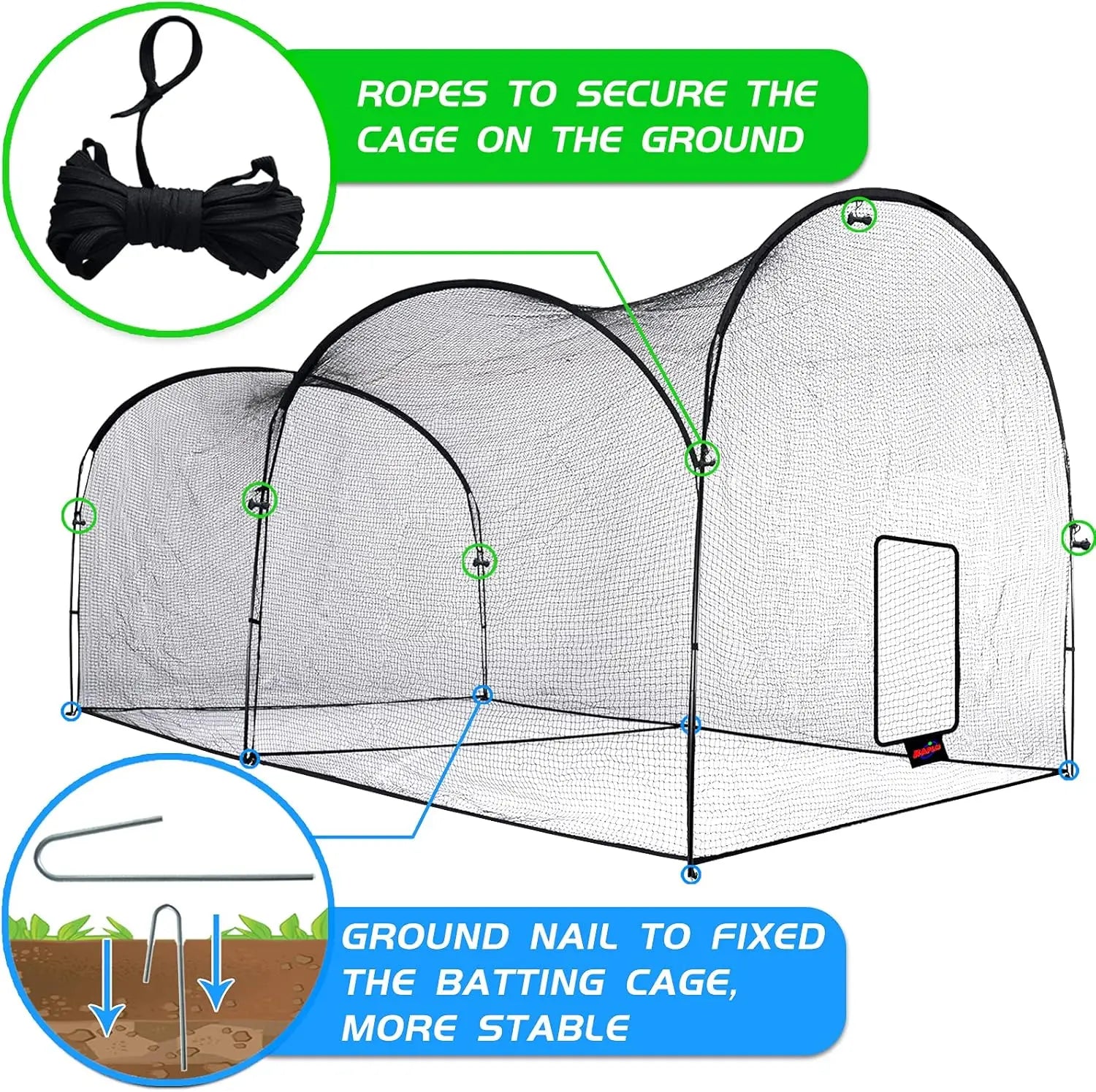 Batting Cage Baseball Softball - 22FT Heavy Duty Steel Frame and Net for Kids/ Adults Backyard Practice & Training