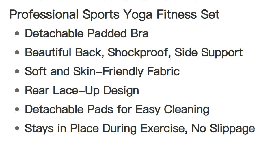 2PCS Sports Bra Women's Set Professional Fitness Tank Top Bra Shockproof Running Leggings Yoga Suit Beautiful Back Bra Clothing