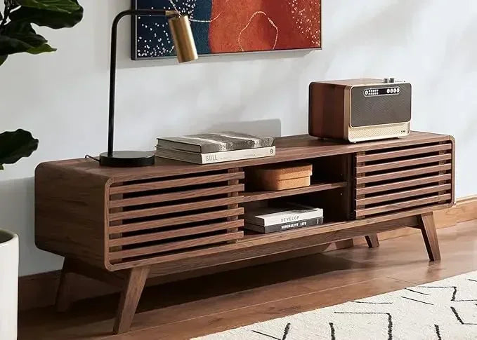 TV Stand, Mid-Century Modern Television Stand for 55/60/65 inch TV, Farmhouse Entertainment Center with Storage, Media Center