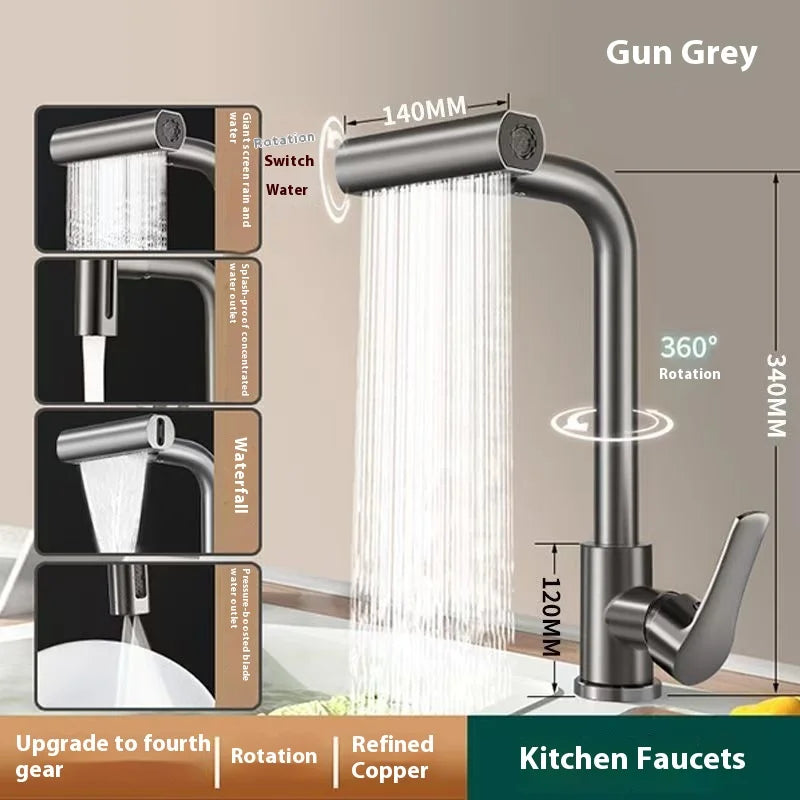 Kitchen Faucet, Rain Waterfall, Vegetable Washing Basin, Sink, Household Sink, Hot and Cold- Two in One, Pressurized Rotating