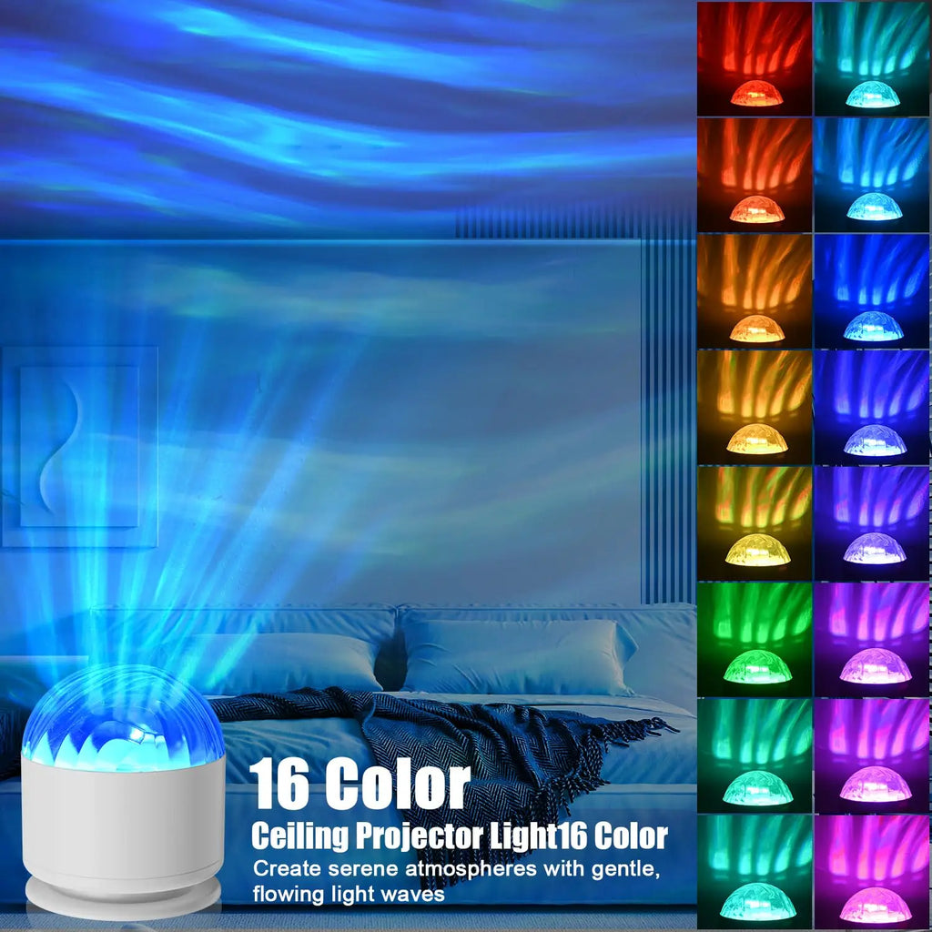 Starry Sky Galaxy Northern Aurora/Water Ripple LED Night Light/ 16 Color 360°Rotating RGB USB Lamp/ Remote Projector/ Ambient Light