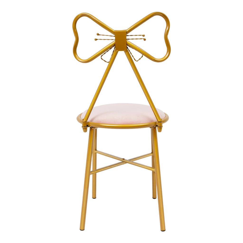 Elegant Pink Butterfly Backrest Chair with Soft Cushion, Iron Frame Dining Chair for Living Room Bedroom and Cafe Decor