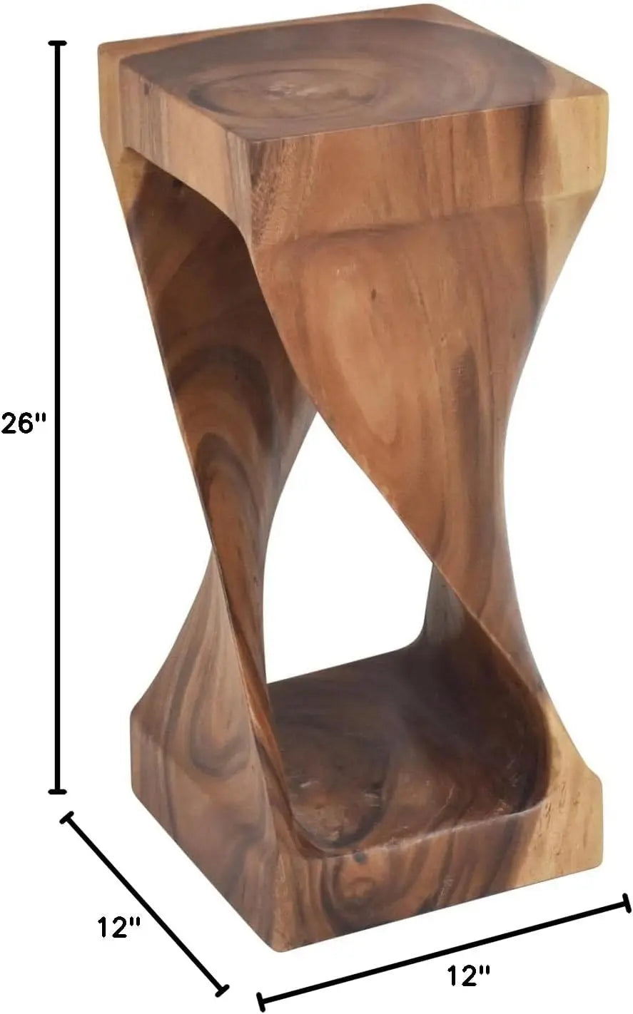 Furniture Solona Solid Wood Side Table, Acacia Whimsical Carved Design, Finish, Functional and Visually Alluring