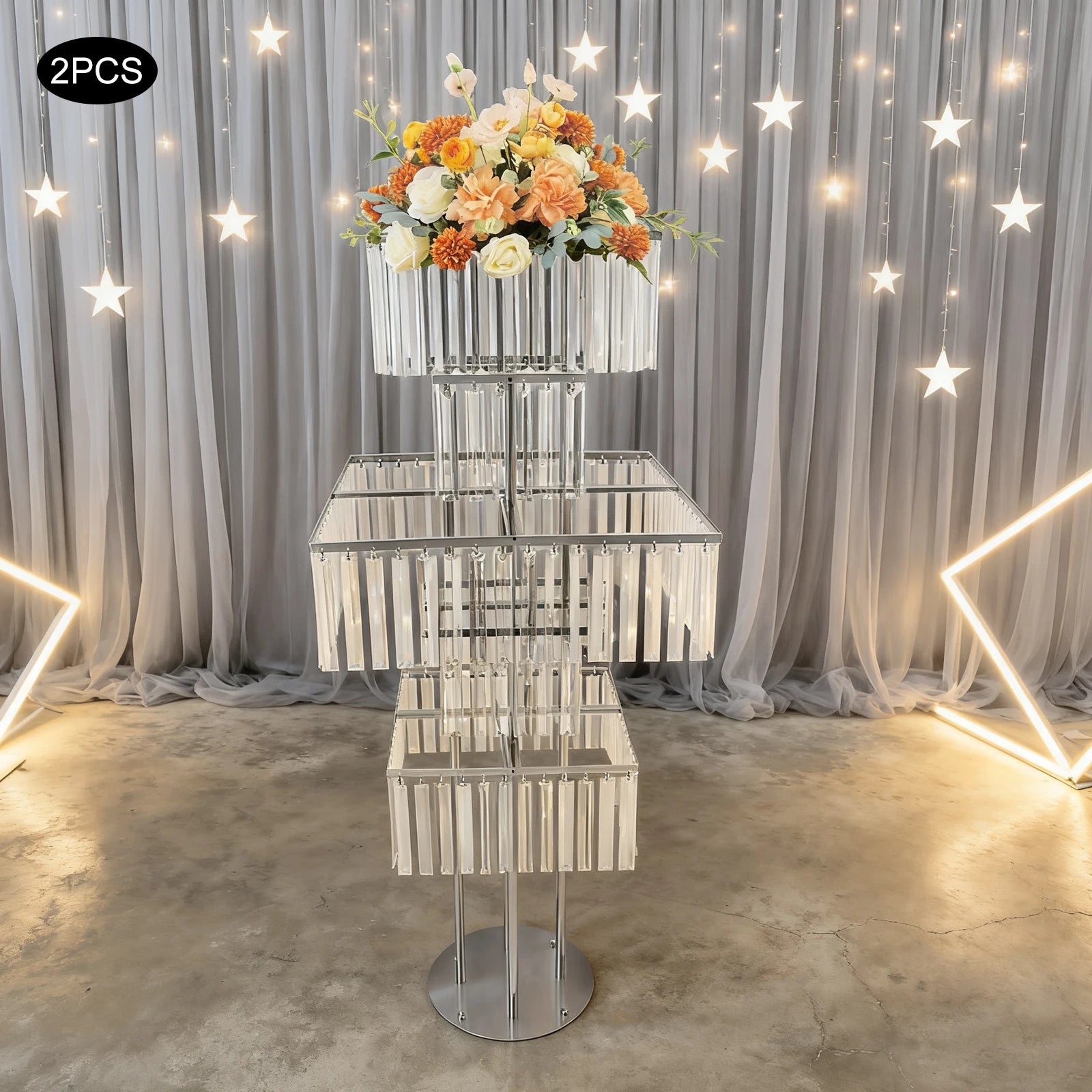 2pcs 5-Tier Flower Stand for Wedding Birthday Party Events Flower Vase Stand for Centerpieces Wedding Flower Stand Gold/silver