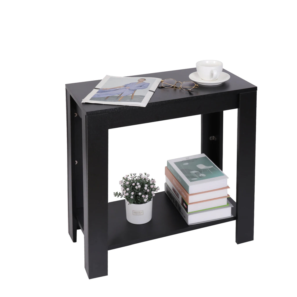 Narrow Sofa Side Table with 2-Tier Open Storage Spaces/ Modern Living Room/ Offices/ End Table Nightstand for Bedroom