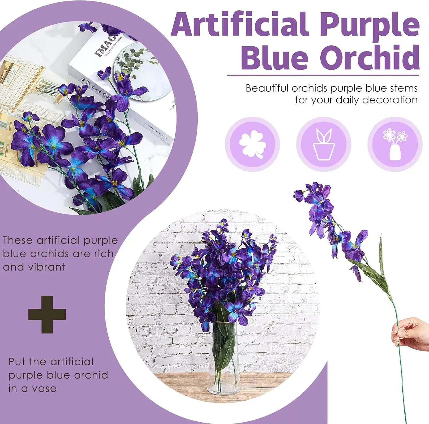 32 Pieces 27 Inches Artificial Orchid Flowers/ Faux Orchids Silk Flowers for Wedding /Dinning /Home Restaurant Decorations