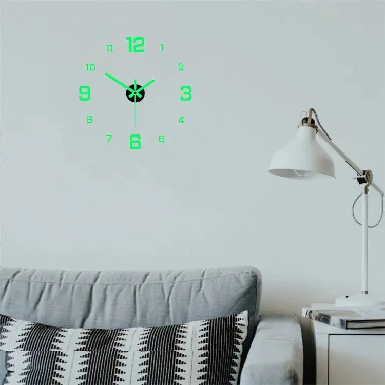 Creative Simple Luminous Digital Clock/ European Style DIY Silent Wall Clock/ Study/ Living Room/ Punch-Free Wall Sticker Clock