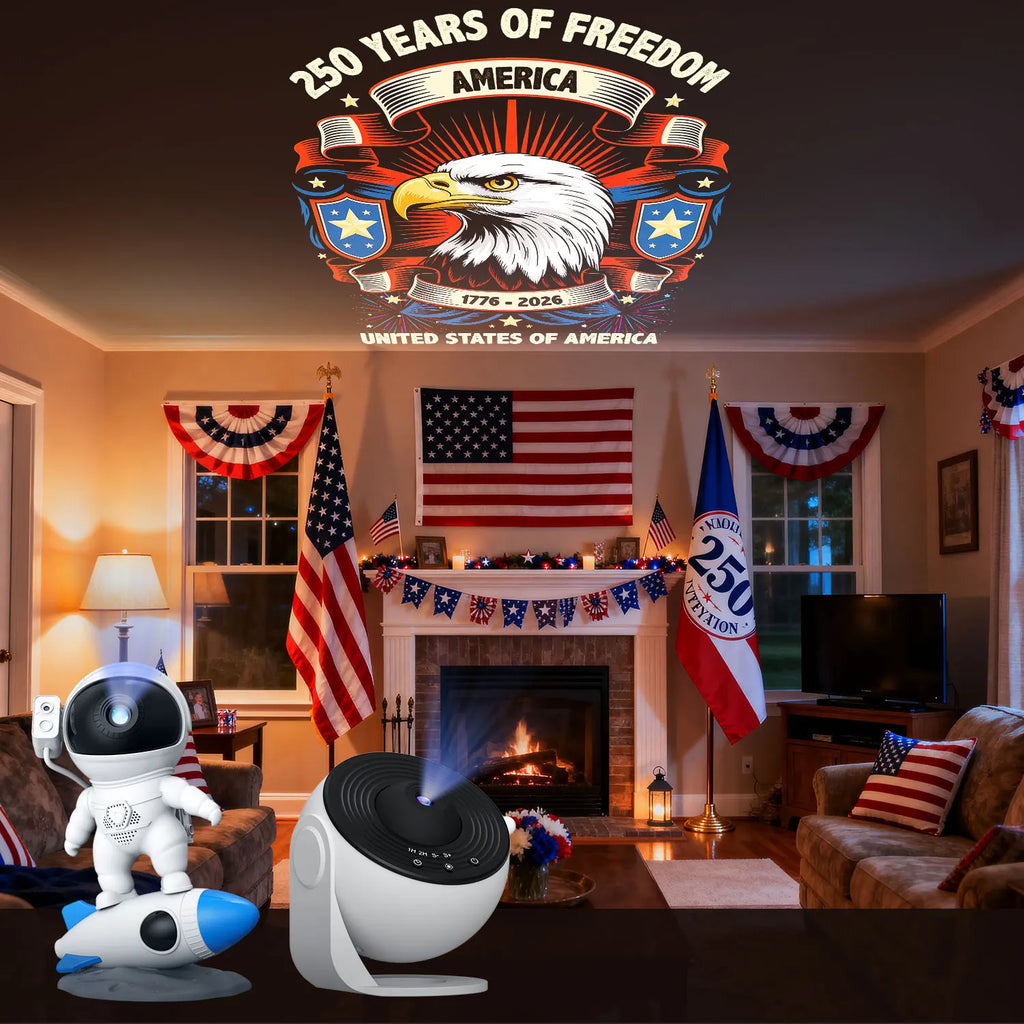 19-in-1 Galaxy Projector Starry Sky Night Light, 360° Rotate Planetarium Lamp with Independence Day Film Discs, LED Star Projector for Bedroom Home Decor, July 4th Patriotic Party Light, Kids Adults Gift, Timed & Adjustable