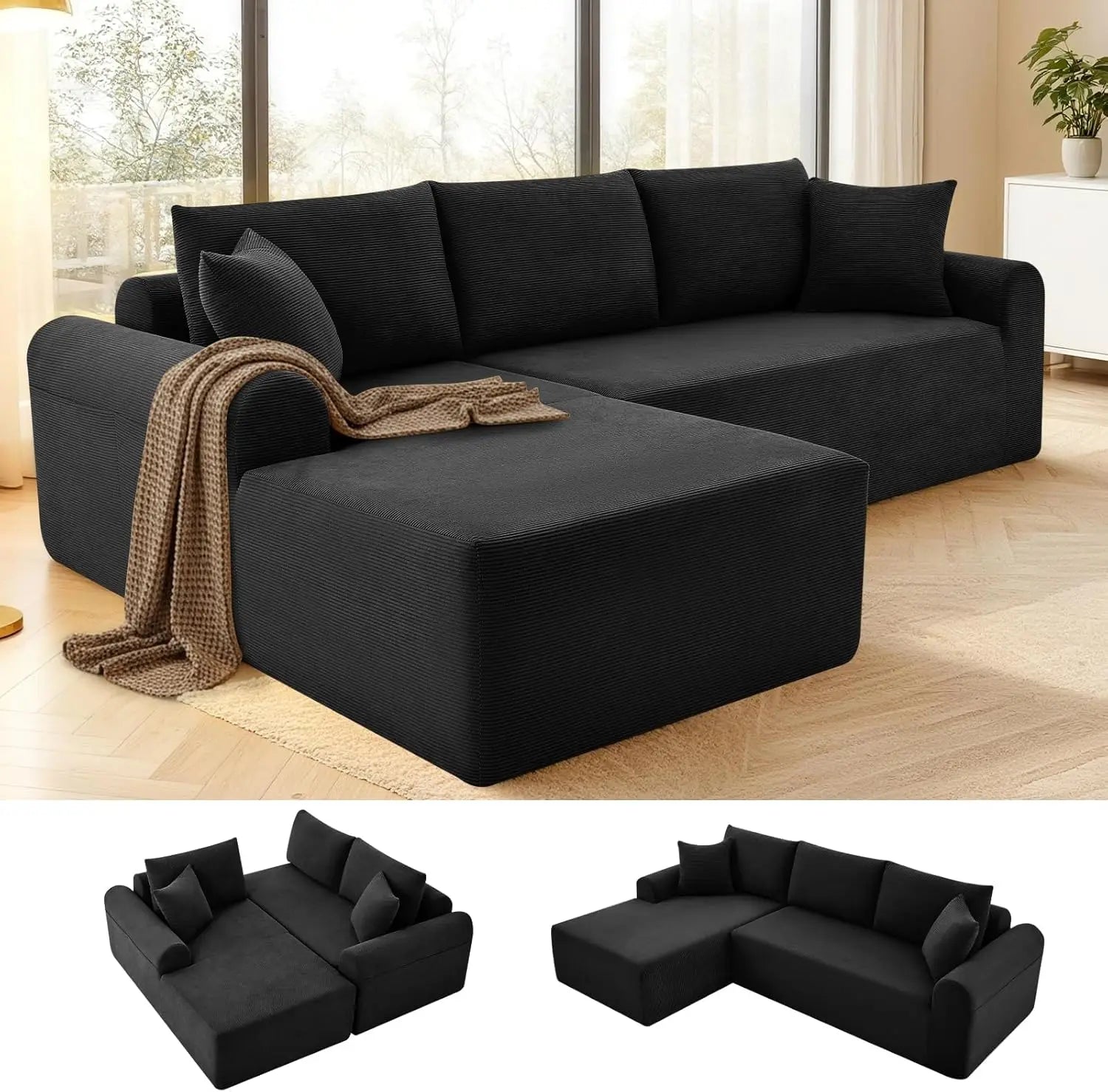 Cloud Modular Sectional Couch for Living Room,Modern L-Shape Sofa with Chaise, Upholstered, 103"