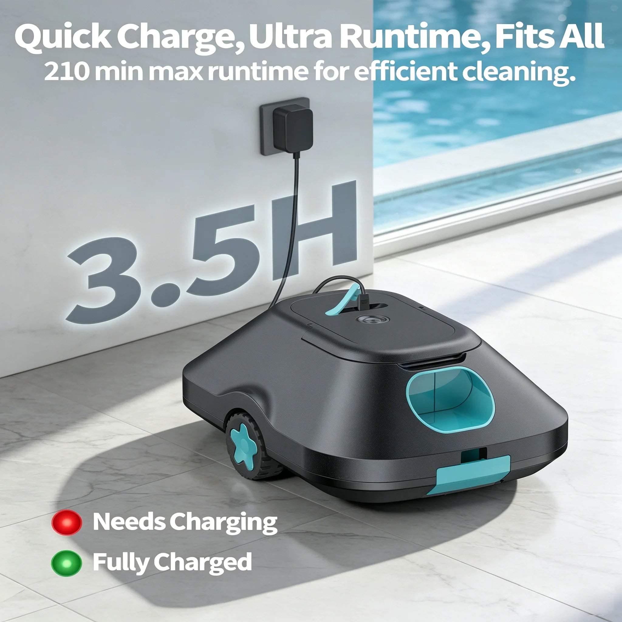 2026 Upgraded Robotic Pool Cleaner/ 210 Mins Runtime/ Smart Path Planning/Auto-Parking Automatic Pool Vacuum for Above Ground/ Inground Pools, 2200 Sq .Ft Coverage