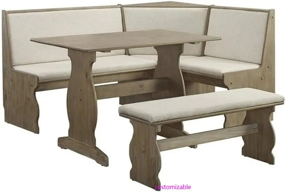 Indoor 3 Piece Kitchen/Dining Corner Table Booth Bench