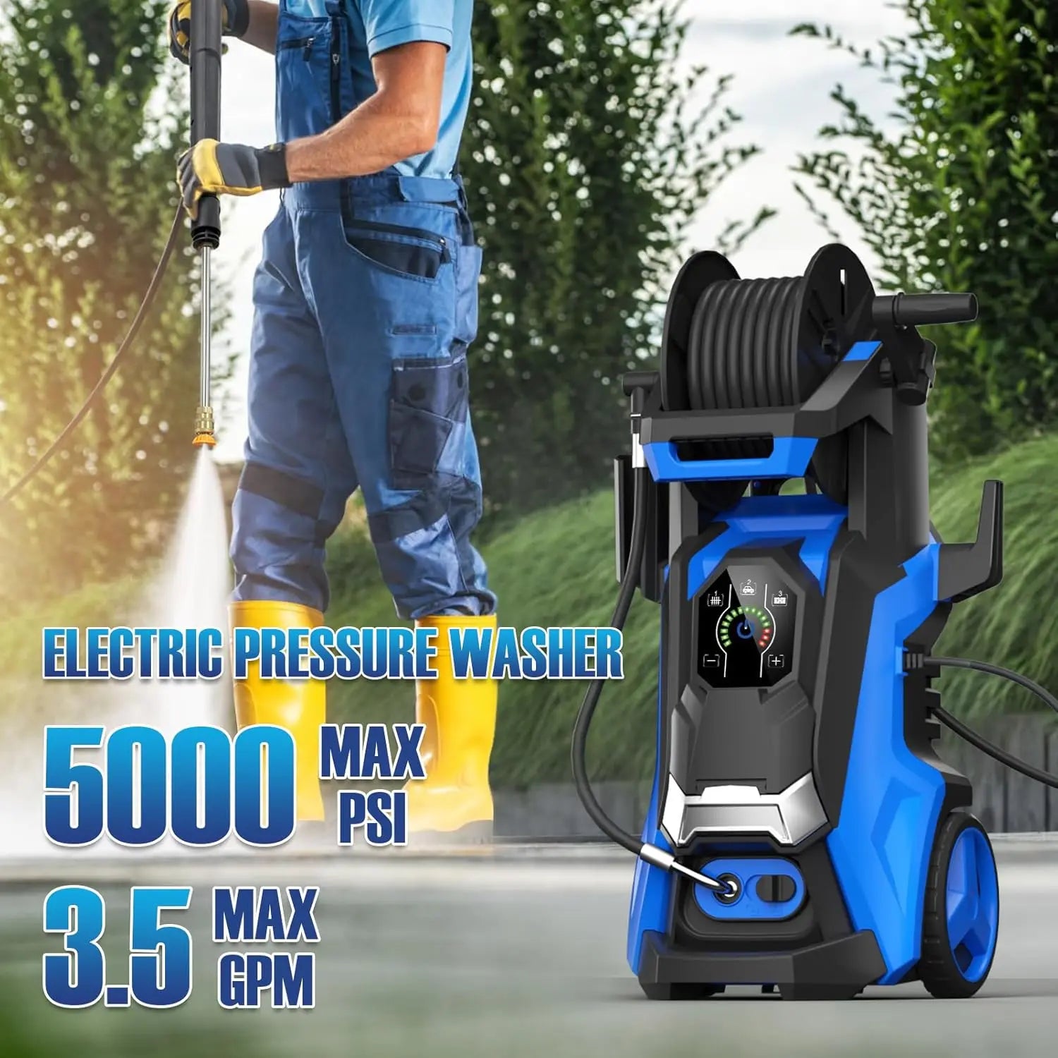 Pressure Washer Touch Screen Adjustable Pressure Power Washer with 4 Quick Connect Nozzles ,Inlet Hose & Filter