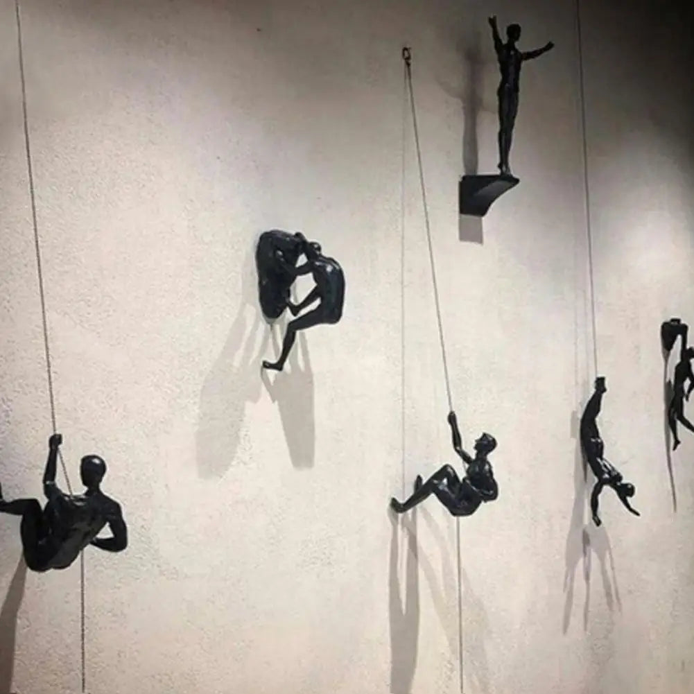 Climbing Athlete Man Art Sports Wall Hanging Ornaments/ Home Figures Miniature Rock Climbing Man/ Resin Sculptures/ Statue