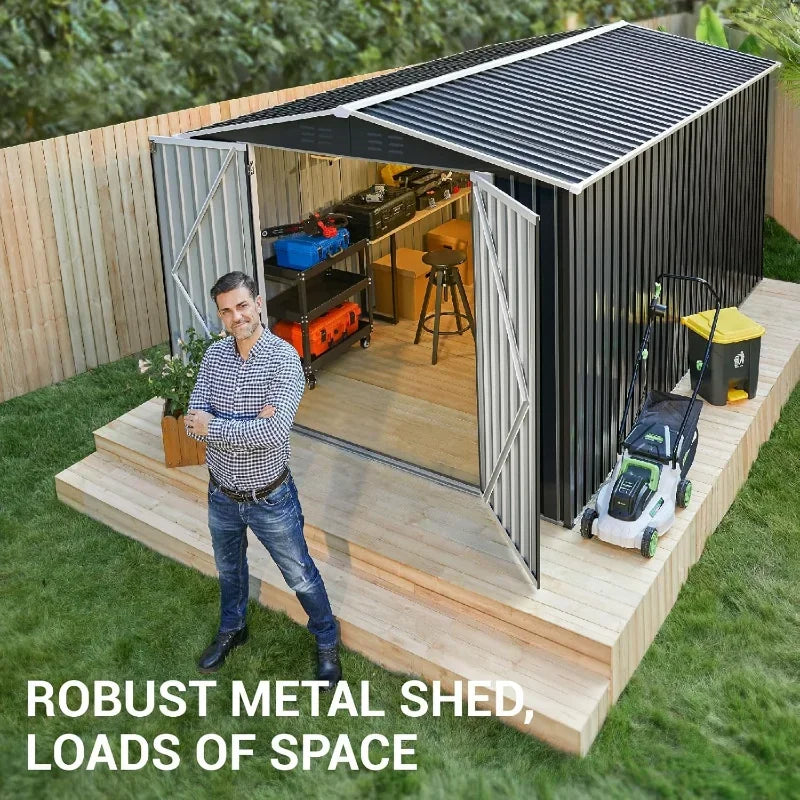 Outdoor Storage Shed, Metal Garden Shed with Updated Frame Structure, Tool Sheds for Backyard Garden, Patio, Lawn