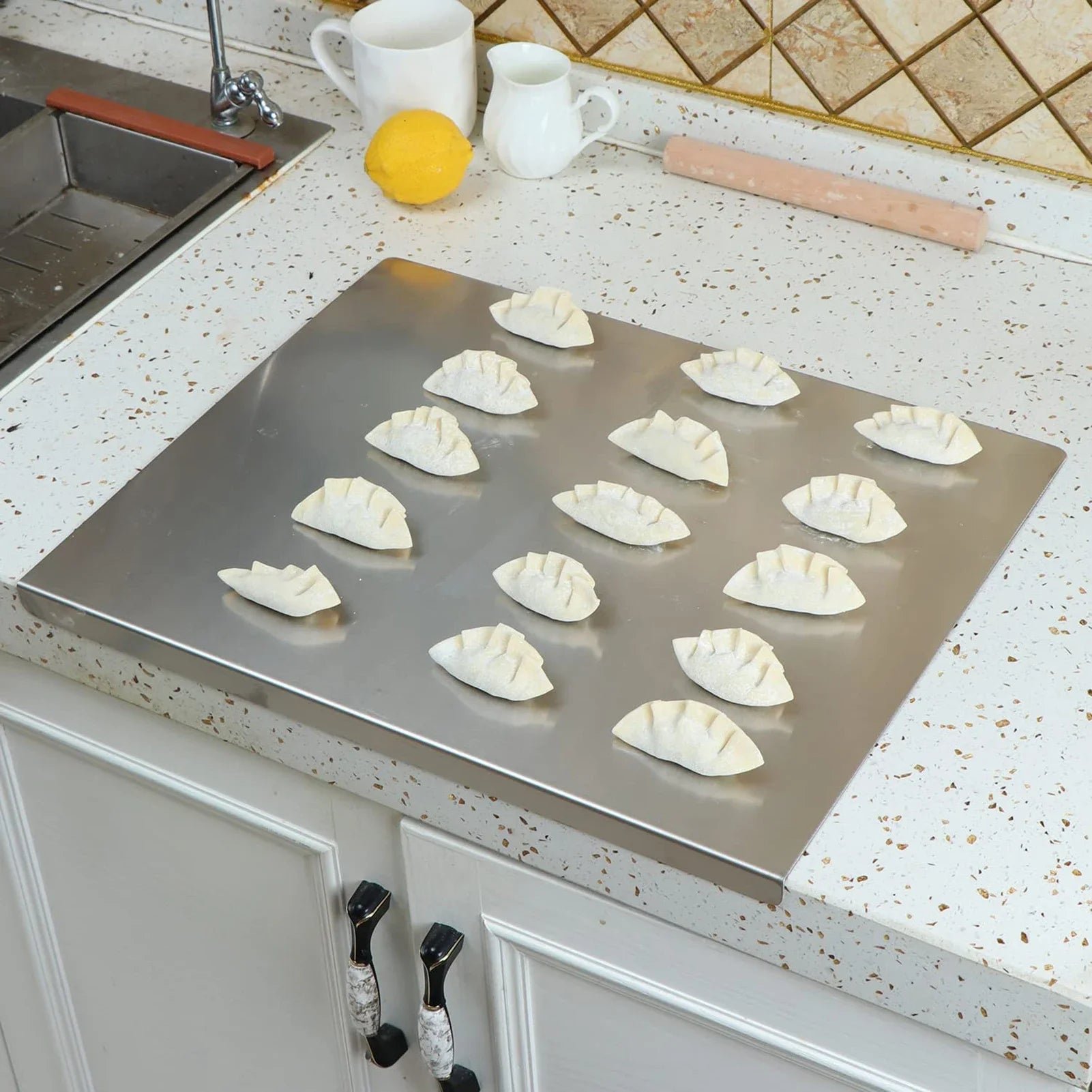 Stainless Steel Cutting Board With Lip Countertop Protector/ Multifunction Pastry Baking Board/ Fruit-Meat Chopping Board