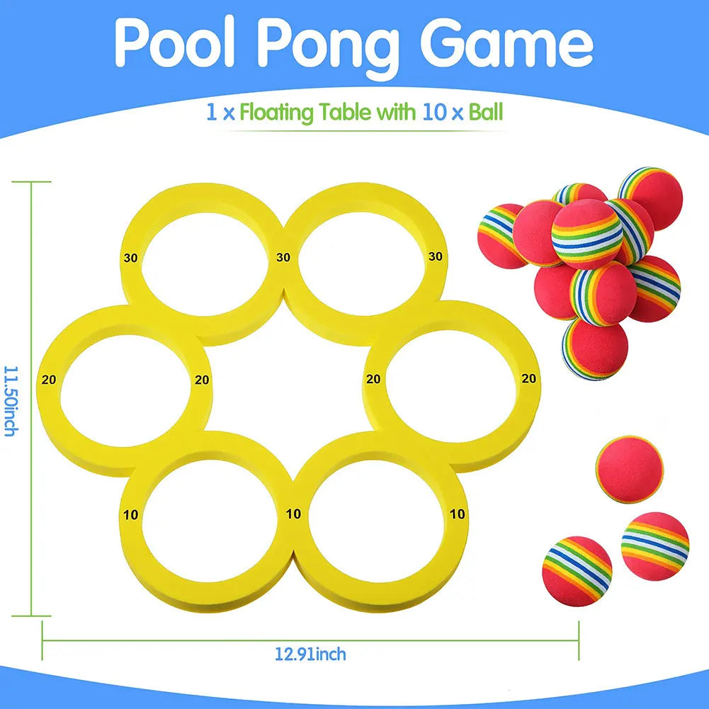Pool Toys Games Set with 10 Ball/ Pool Floating Throwing Games/ Floating Pool Water Toys for Kids Adults Swimming Pool Water Game