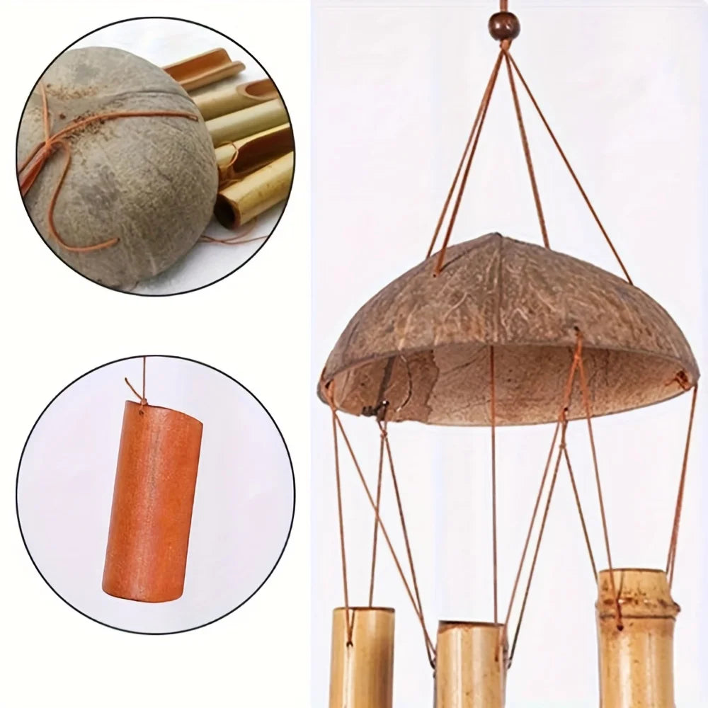 63.5cm Garden Bamboo Wind Chimes/ Living Room Decor/ Fall Decor, Christmas/ Halloween Festive Decorations/ Outdoor Wooden Wind Chime