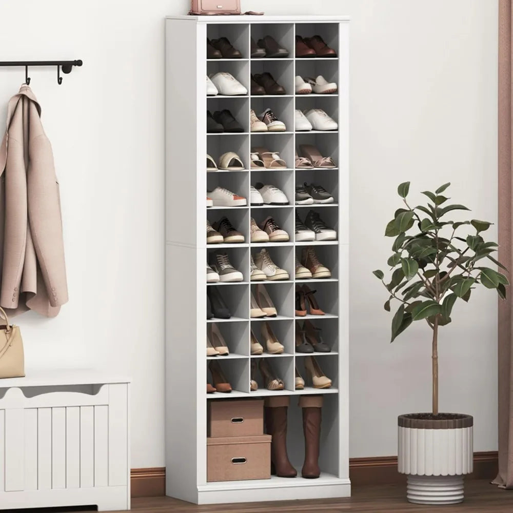 Tier Shoe Storage Cabinet, Free Standing Closet Organizers and Storage with 31 Open Cubbies, Space Saving Shoe Rack