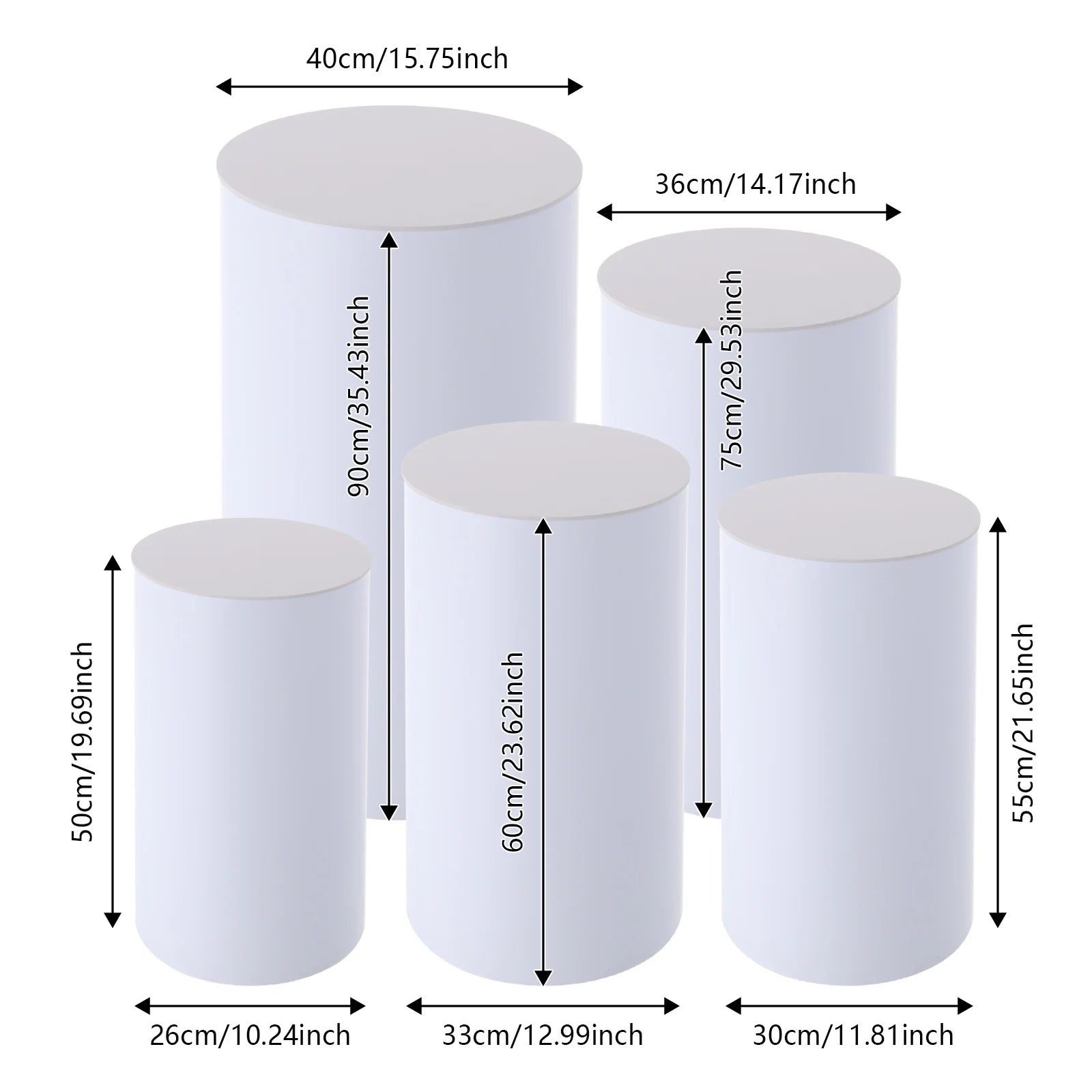 5PCS Round Cylinder Dessert Cake Ornament Table White PVC Round Cylinder Pedestal Stand  Cake Display Stand for Party Wedding