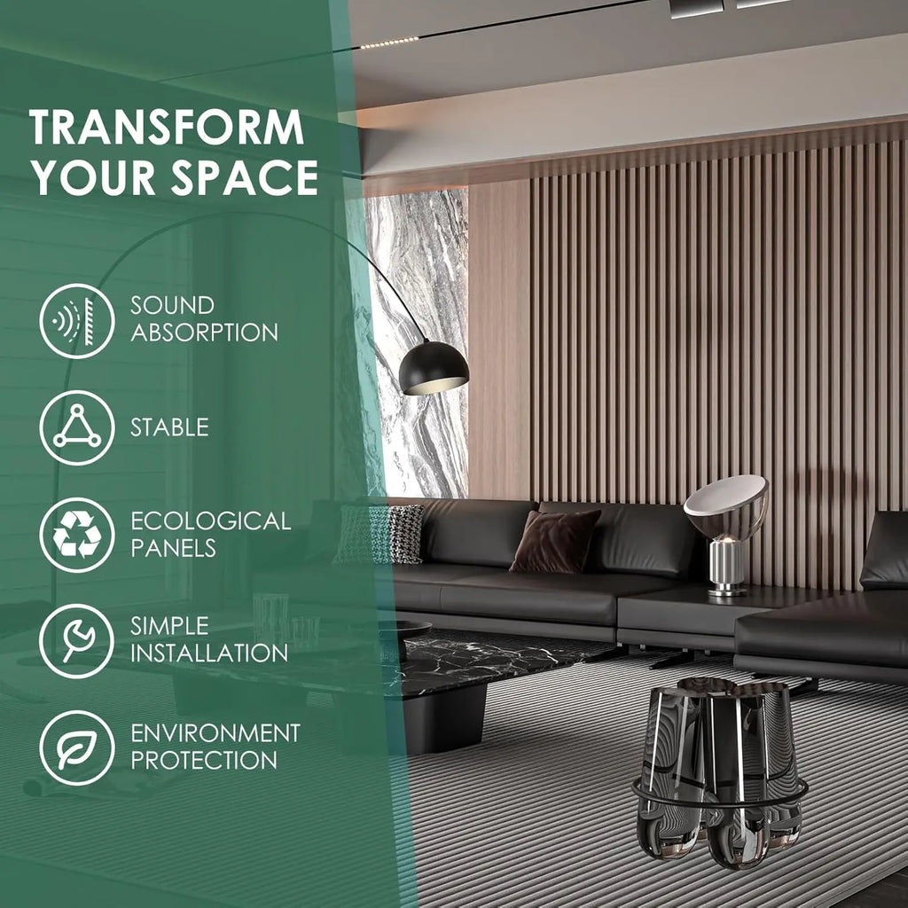 4-Piece Wood Slat Acoustic Panels for Stylish Decor - 94.5" x 7.87" Wood Wall Panels, 3D Wood Slat Wall Panel