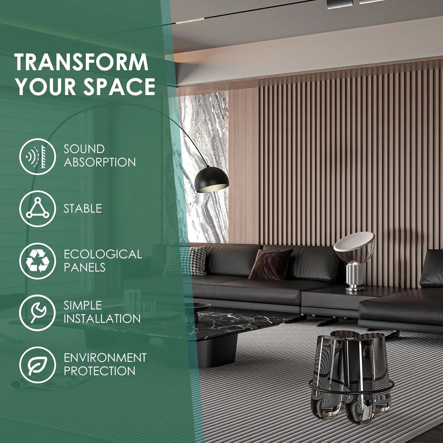 4-Piece Wood Slat Acoustic Panels for Stylish Decor - 94.5" x 7.87" Wood Wall Panels, 3D Wood Slat Wall Panel